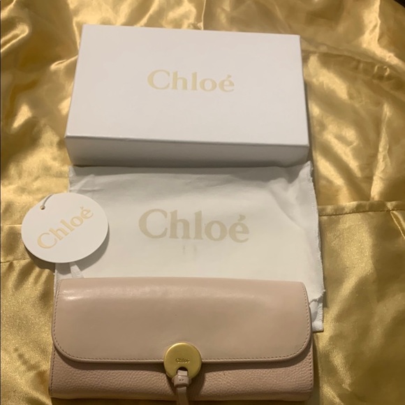 Chloe Handbags - Chloe Powder Light Pink Leather Wallet Gold Hardware